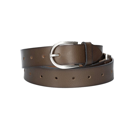 Ledergürtel Überlänge Taupe|Braun 35mm mit Schließe in Silber - leder-accessoires.com