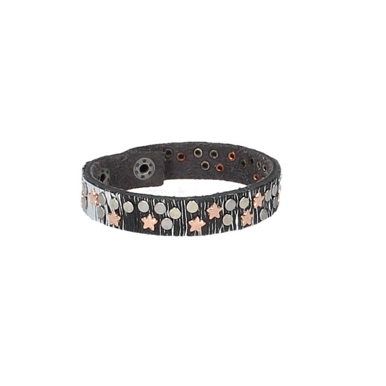 Armband Silber|Metallic mit Nieten aus Leder - leder-accessoires.com