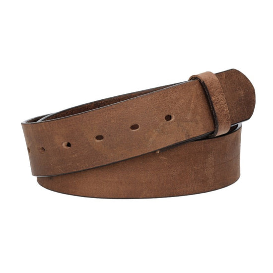 Lederriemen | Gürtelrohling Matt 40mm in Braun mit Schlaufe und Kapplochteil - leder-accessoires.com