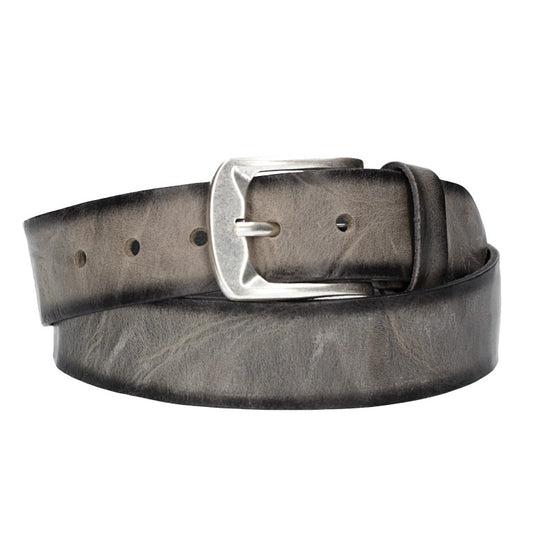 Jeansgürtel 40mm in Taupe|Grau mit Airbrushkante und Dornschließe Altsilber - leder-accessoires.com