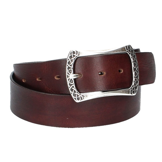 Ledergürtel Rot 40mm mit Vollschließe in Silber - leder-accessoires.com