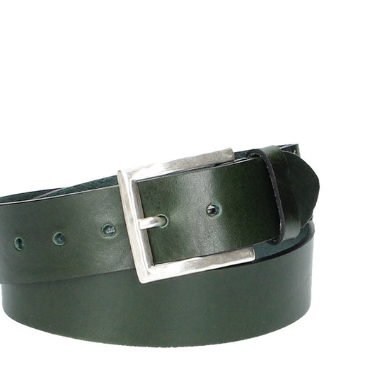 Hochwertiger Ledergürtel 40mm in Oliv mit rustikaler Schließe in Silber - leder-accessoires.com