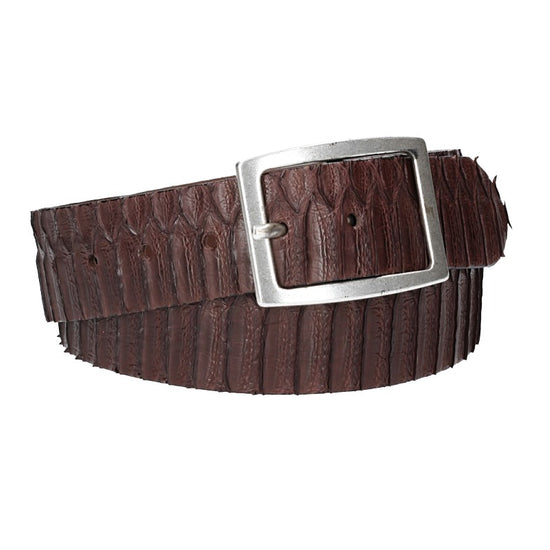 Schlangenledergürtel 40mm D`Braun und Vollschließe in Silber - leder-accessoires.com