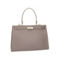 Handtasche aus Leder in Taupe mit Schloss in Gold