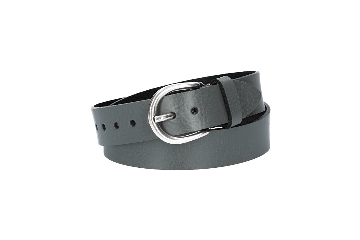 Ledergürtel Kids 25mm in Grau mit Schließe in Silber