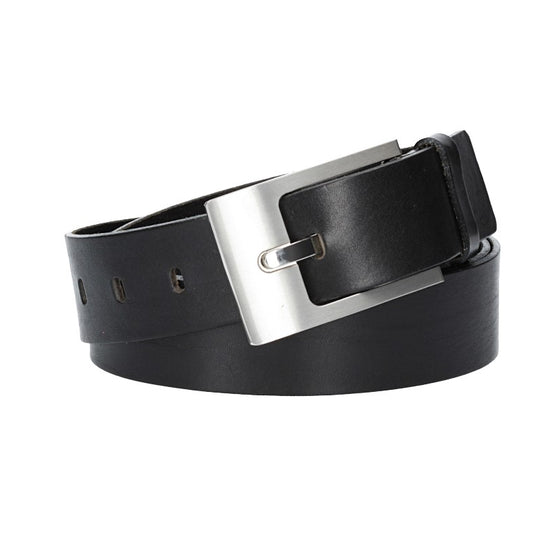 Ledergürtel Überlänge Schwarz 40mm mit Schmuckschließe Silber - leder-accessoires.com