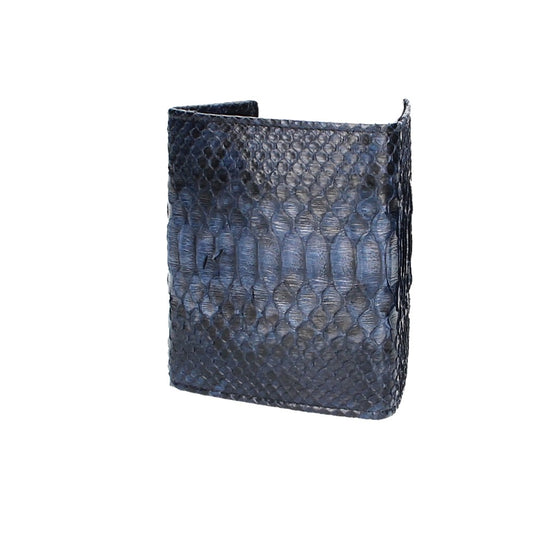 Damenbörse mit Überschlag in Blau aus echtem Schlangenleder - leder-accessoires.com
