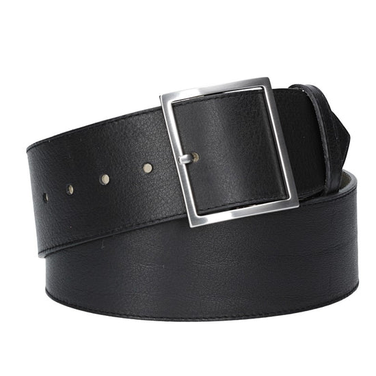 Formgürtel Schwarz 60mm mit Vollschließe in Silber - leder-accessoires.com