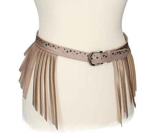 Franzengürtel Vollrindleder Gold mit dunkler Schließe - leder-accessoires.com