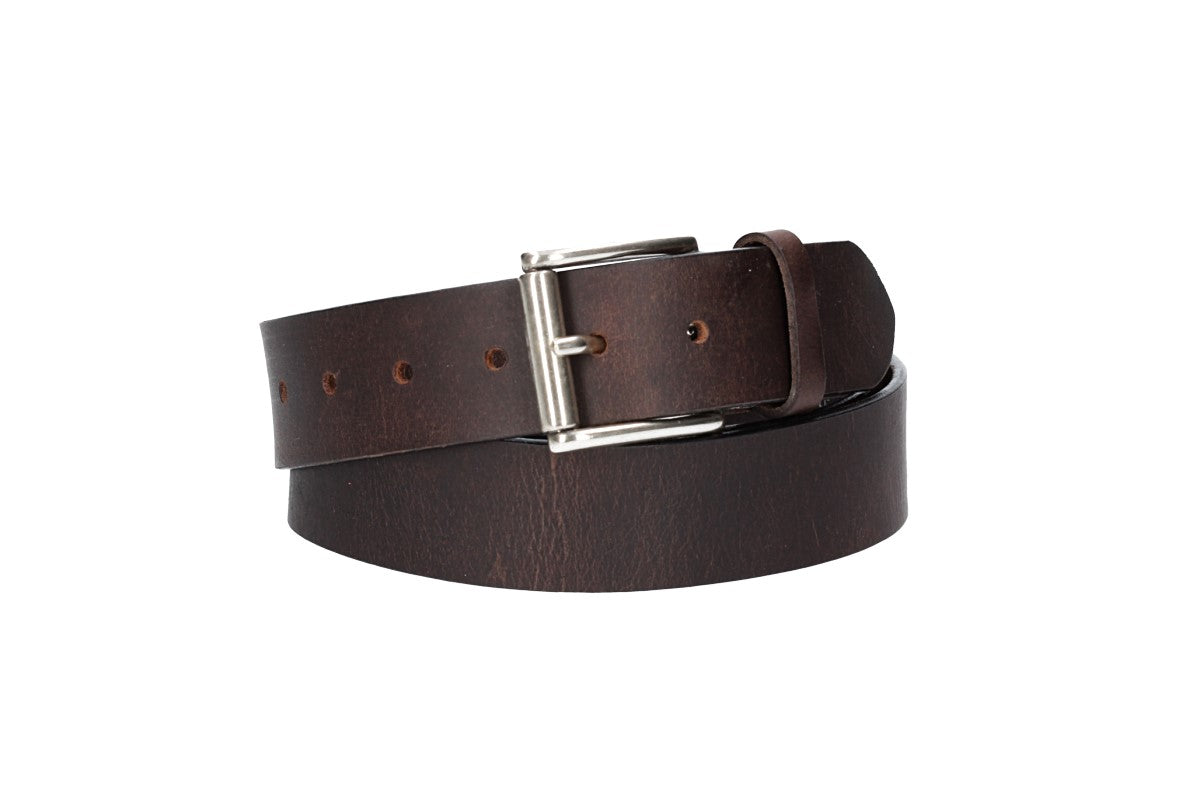 Ledergürtel Überlänge Braun 40mm mit glänzender Rollschließe