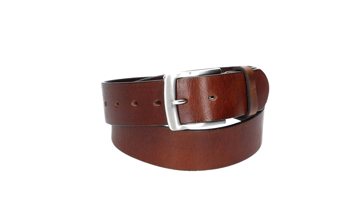 Ledergürtel Light Brown 40mm mit Dornschließe in Silber