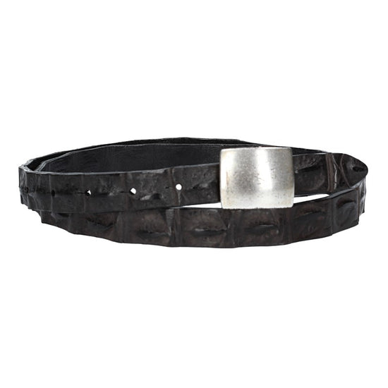 Krokoledergürtel 20mm Schwarz mit Koppelschließe in Silber - leder-accessoires.com