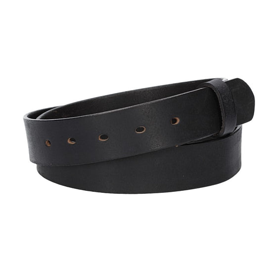 Lederriemen | Gürtelrohling Matt 35mm in Schwarz mit Schlaufe und Kapplochteil - leder-accessoires.com