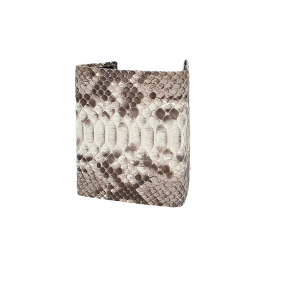Damenbörse mit Überschlag in Weiß|Beige aus echtem Schlangenleder - leder-accessoires.com