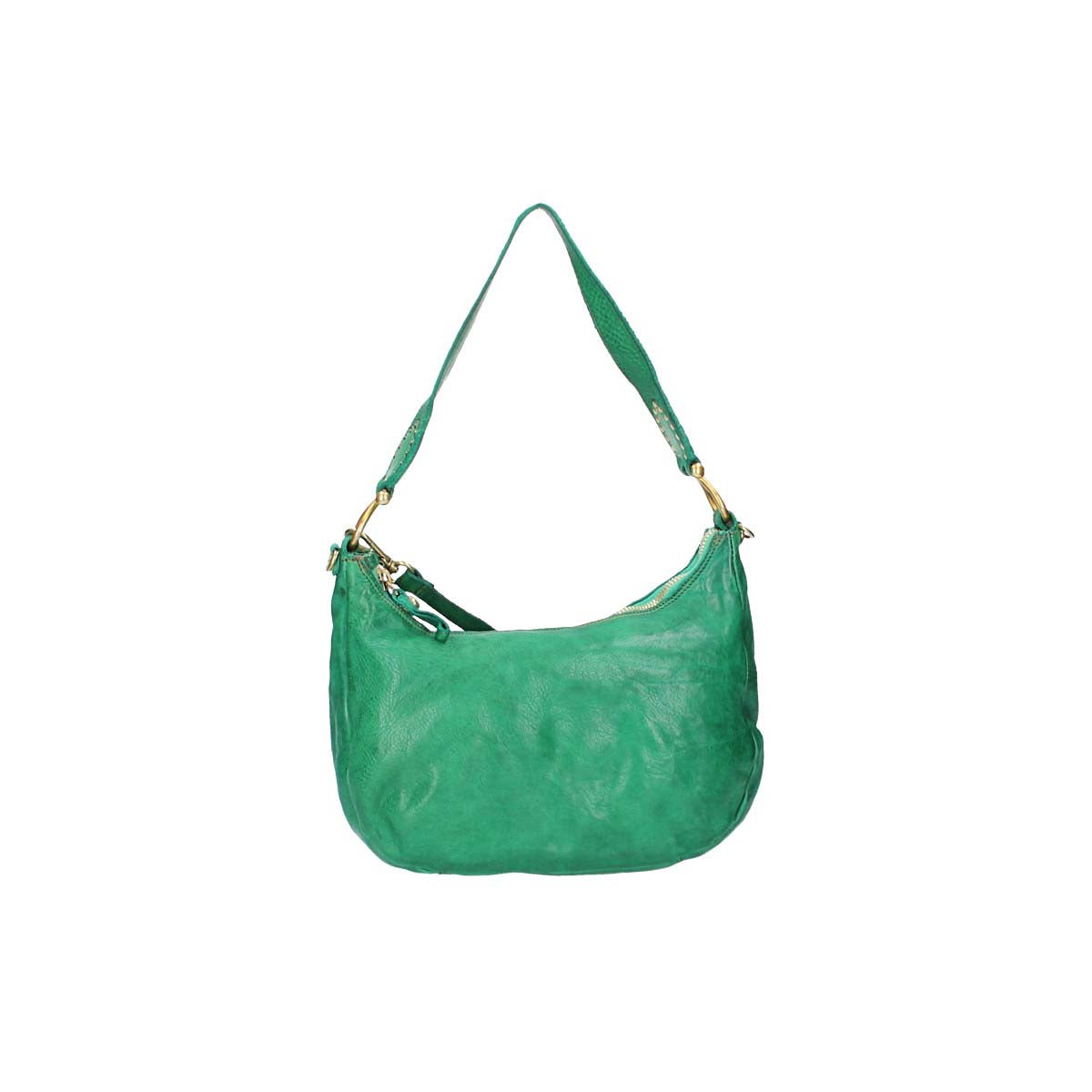 Beuteltasche in Grün aus Leder mit zusätzlichem Riemen