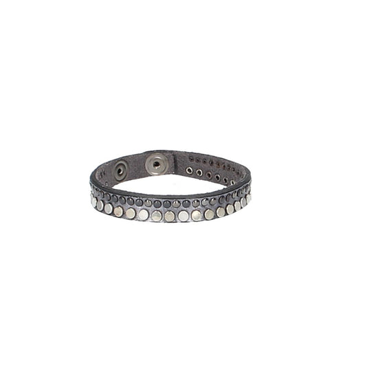 Armband mit Rundnieten in Silber aus Leder - leder-accessoires.com