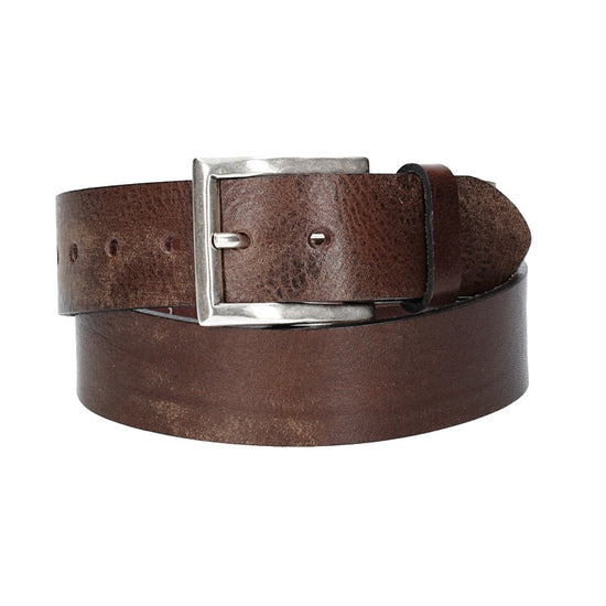 Hochwertiger Ledergürtel 40mm in Braun mit rustikaler Schließe in Silber - leder-accessoires.com