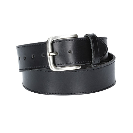 Ledergürtel Kids 30mm abgenäht in Schwarz mit Dornschließe in Silber - leder-accessoires.com