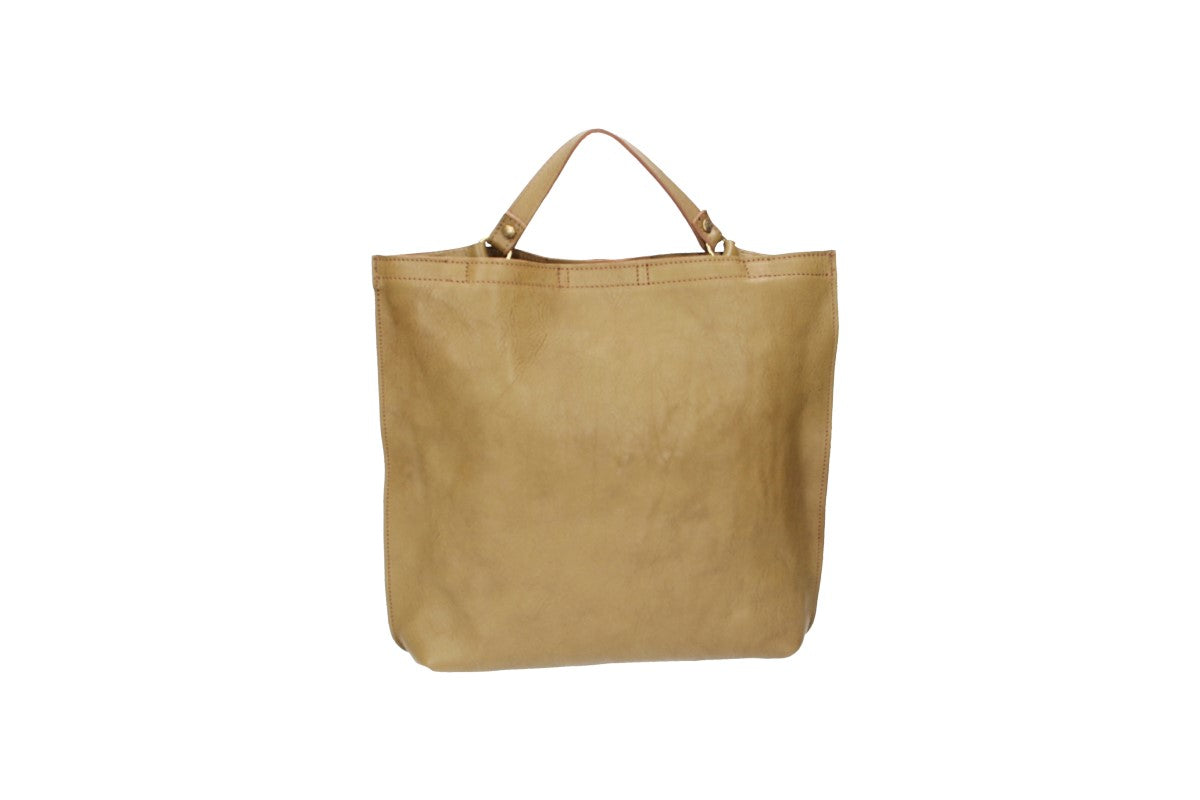 Kurzgrifftasche in Oliv|Grün aus Leder