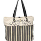 Shopper in Beige|Blau aus Canvas