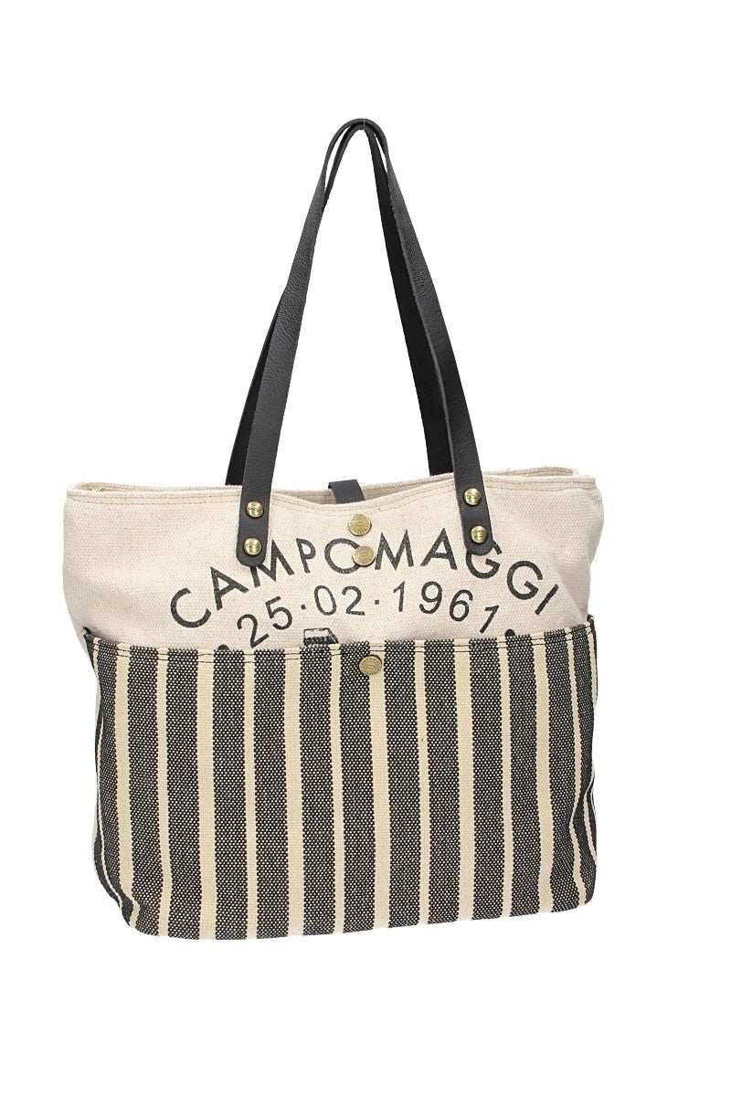 Shopper in Beige|Blau aus Canvas