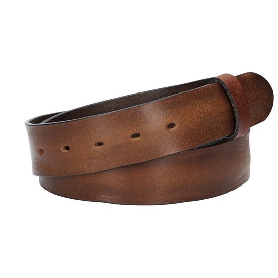 Lederriemen | Gürtelrohling Glanz 40mm in Cognac mit Schlaufe und Kapplochteil - leder-accessoires.com