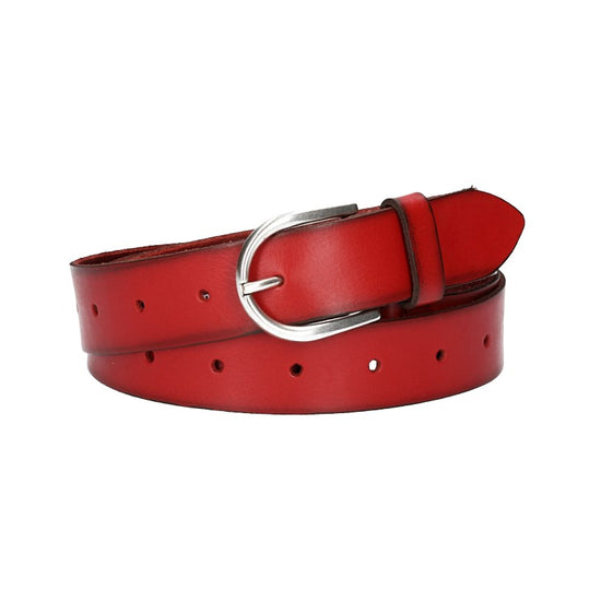 Ledergürtel Überlänge Rot 35mm mit Schließe in Silber - leder-accessoires.com