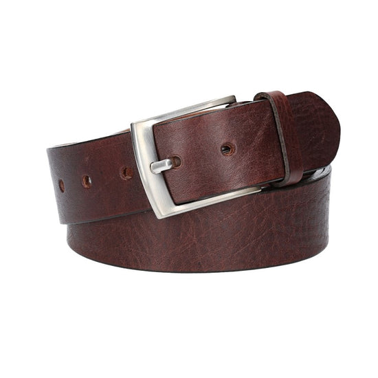 Ledergürtel Überlänge Braun 40mm mit glänzender Schließe in Silber - leder-accessoires.com