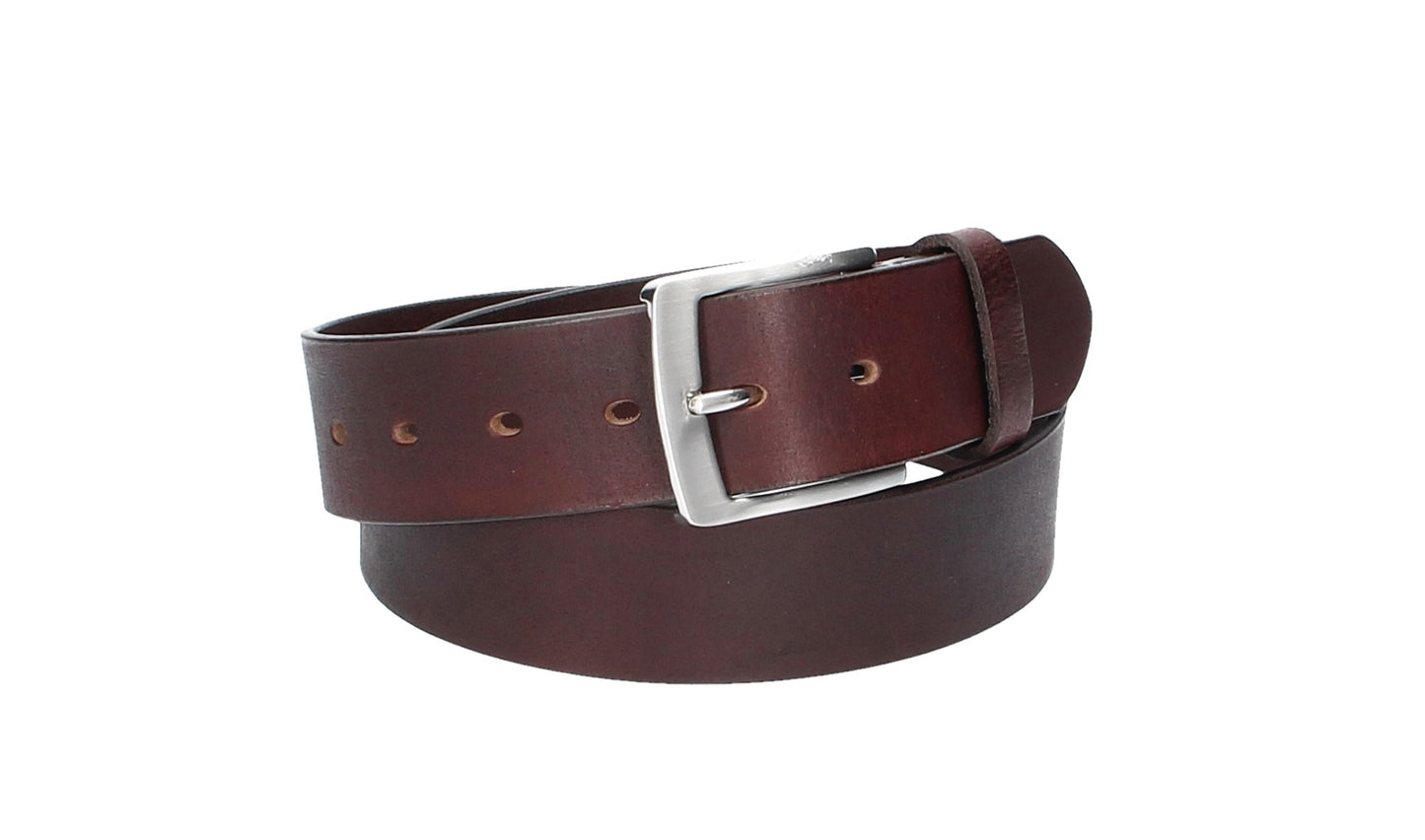 Ledergürtel Rot|Bordeaux 40mm mit Dornschließe in Silber