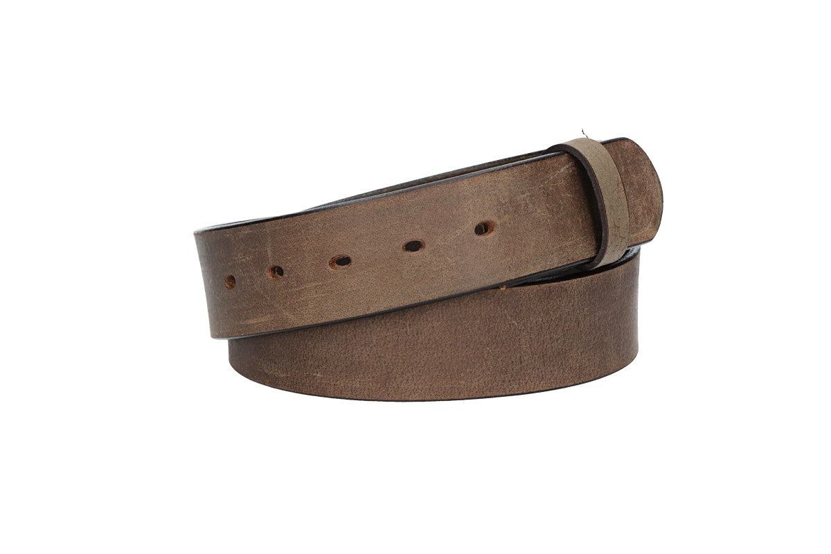 Lederriemen | Gürtelrohling Matt 40mm in Grau mit Schlaufe und Kapplochteil