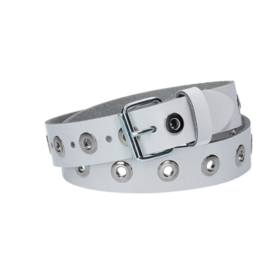 Ledergürtel Kids 25mm in Weiss mit Ösen und Schließe in Silber - leder-accessoires.com