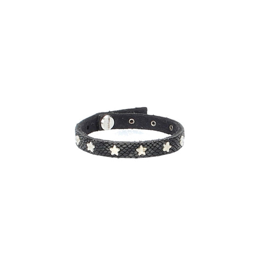 Armband in Echsenoptik  Schwarz mit Sternennieten aus Leder - leder-accessoires.com