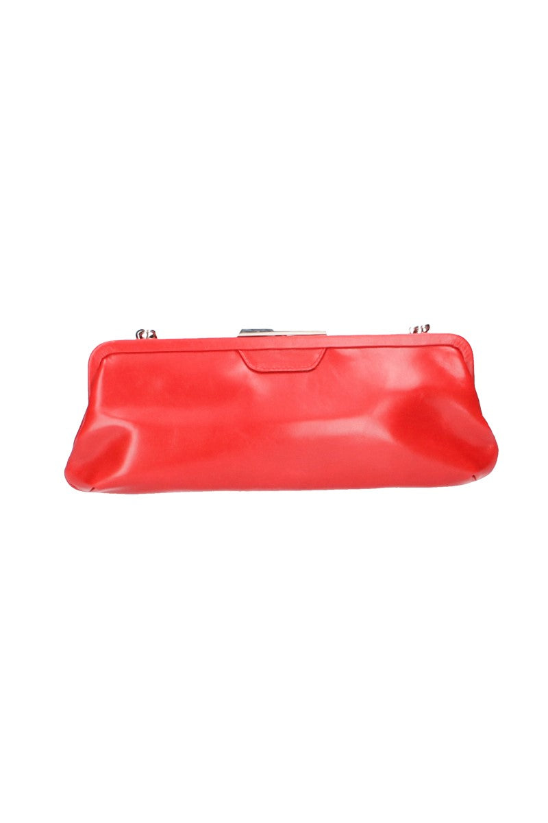 Clutch mit Clipverschluss in Rot aus Leder