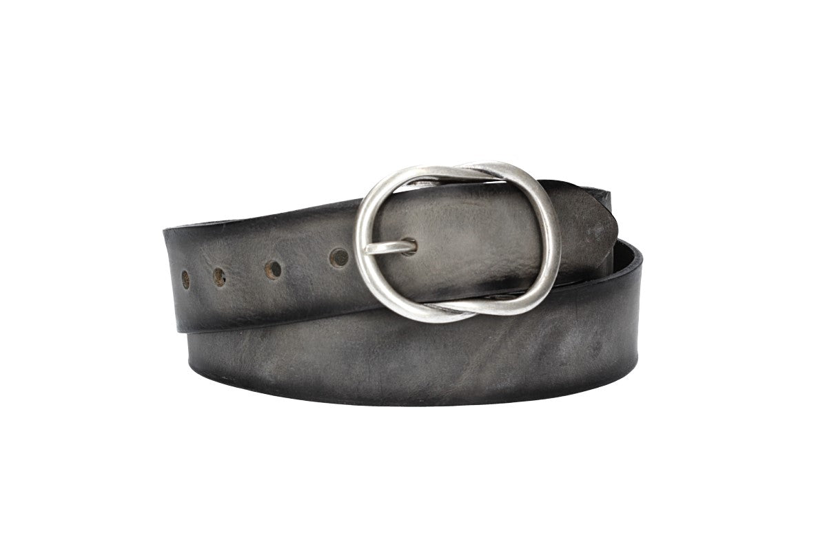 Jeansgürtel 40mm in Taupe|Grau mit Airbrushkante und Vollschließe in Silber
