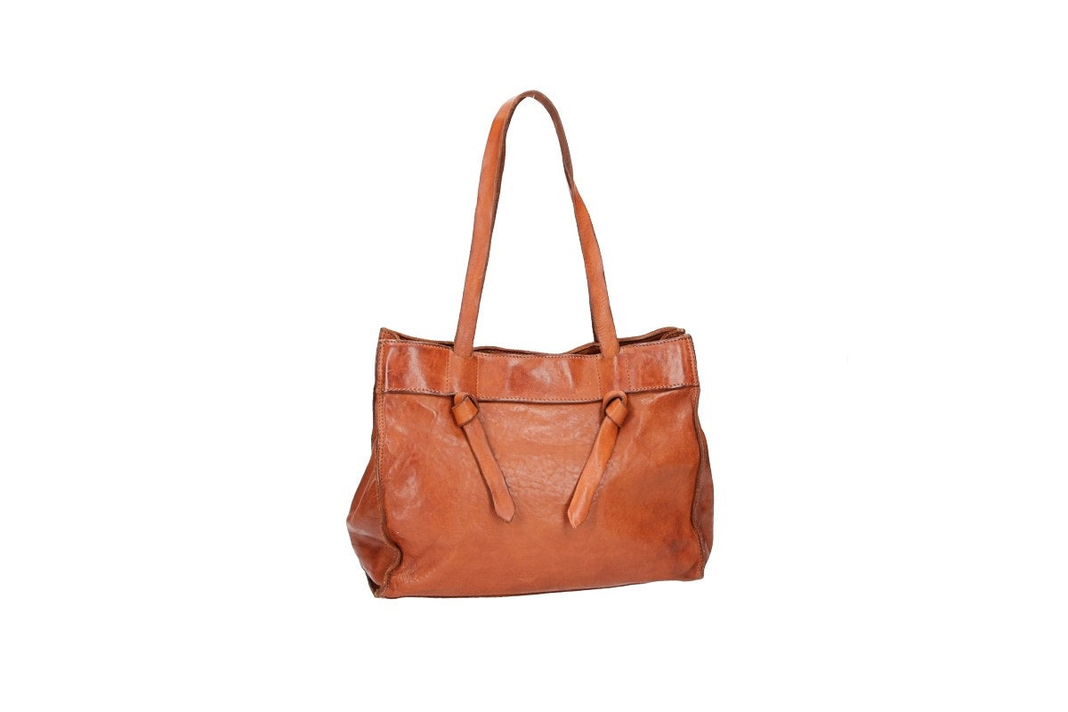 Schultertasche in Cognac aus Leder