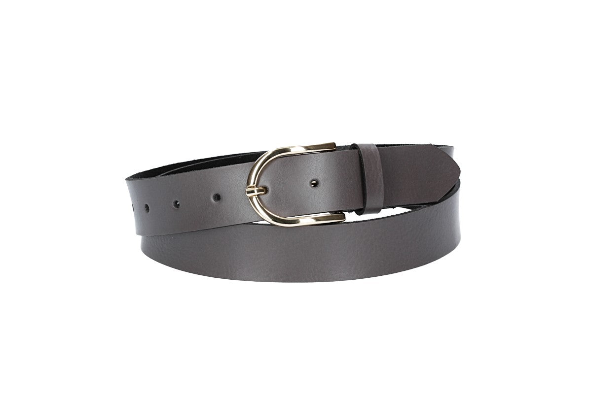 Ledergürtel 30mm in Grau mit Dornschließe in Light Gold