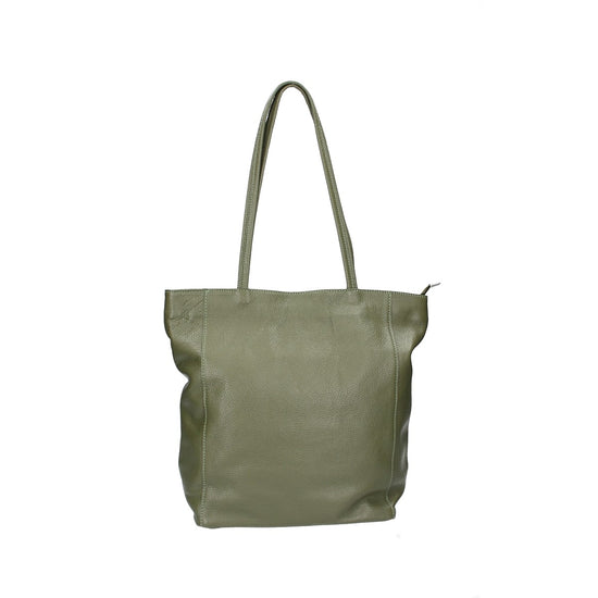 SALE Ledershopper mit Narbung in Grün|Oliv mit Reißverschluss - leder-accessoires.com