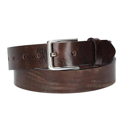 Hochwertiger Ledergürtel 35mm in Braun mit rustikaler Schließe in Silber - leder-accessoires.com