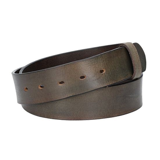 Lederriemen | Gürtelrohling Glanz 40mm in Grau mit Schlaufe und Kapplochteil - leder-accessoires.com