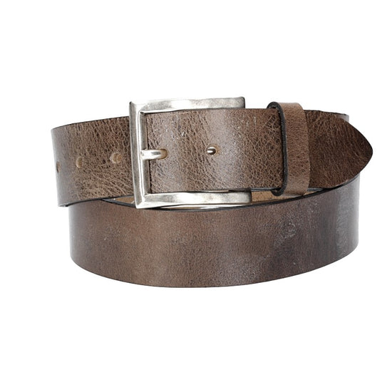 Hochwertiger Ledergürtel 40mm in Grau mit rustikaler Schließe in Silber - leder-accessoires.com