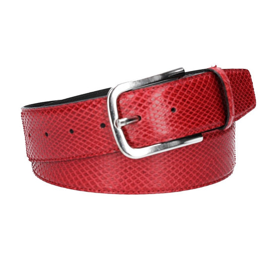Schlangenledergürtel 40mm Rot mit Schließe in Silber - leder-accessoires.com