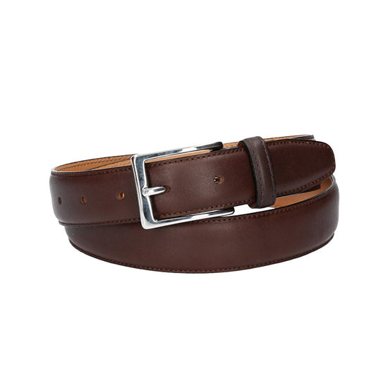 Ledergürtel in Braun 30 mm mit Schließe in glänzendem Silber - leder-accessoires.com
