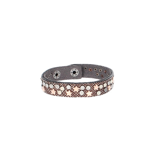 Armband Braun|Metallic mit  Sternen aus Leder - leder-accessoires.com