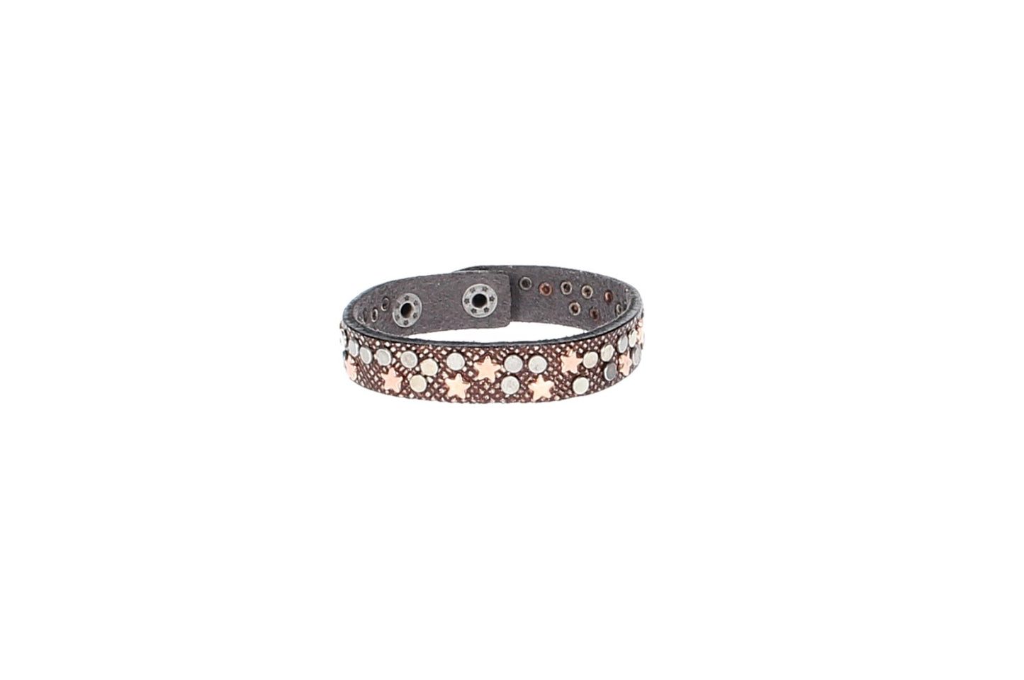 Armband Braun|Metallic mit  Sternen aus Leder