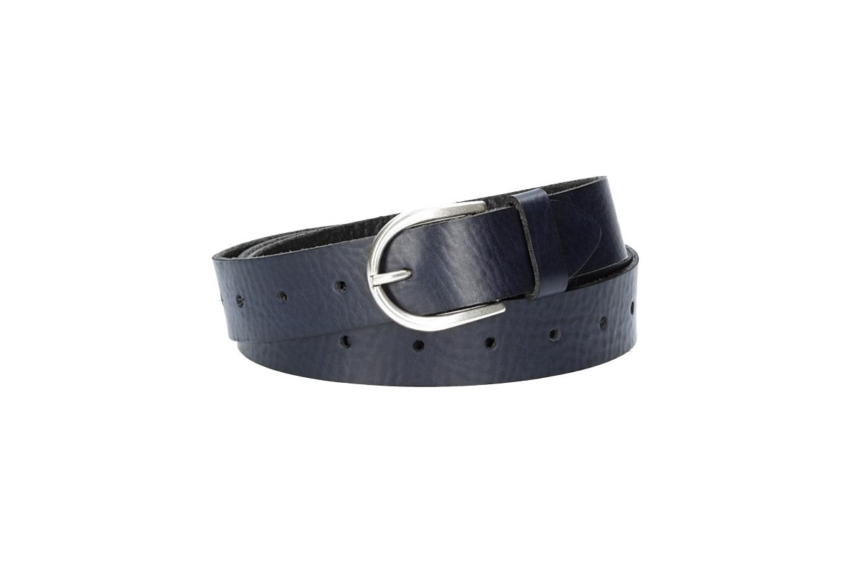 Ledergürtel Überlänge Blau|Marine 35mm mit Schließe in Silber