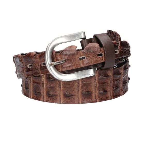 Kroko-Ledergürtel Braun 40mm mit Schließe in Silber - leder-accessoires.com