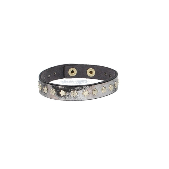 Armband Silber|Metallic mit Sternen aus Leder - leder-accessoires.com
