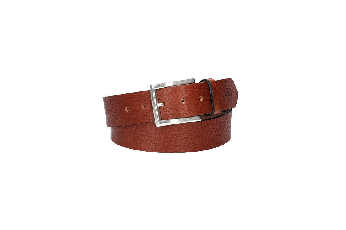 Ledergürtel|Albbüffel in Cognac 40mm mit Dornschließe in Silber