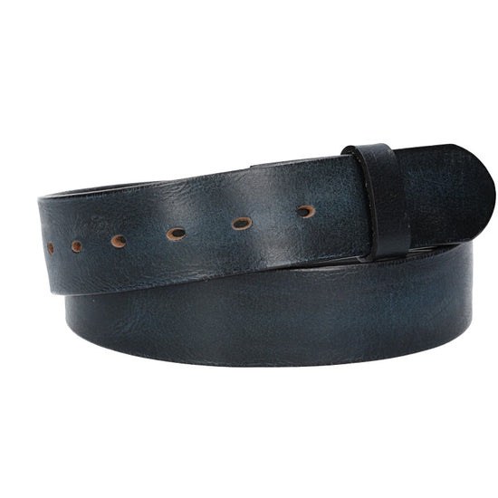 Lederriemen | Gürtelrohling Glanz 40mm in Blau|Marine mit Schlaufe und Kapplochteil - leder-accessoires.com