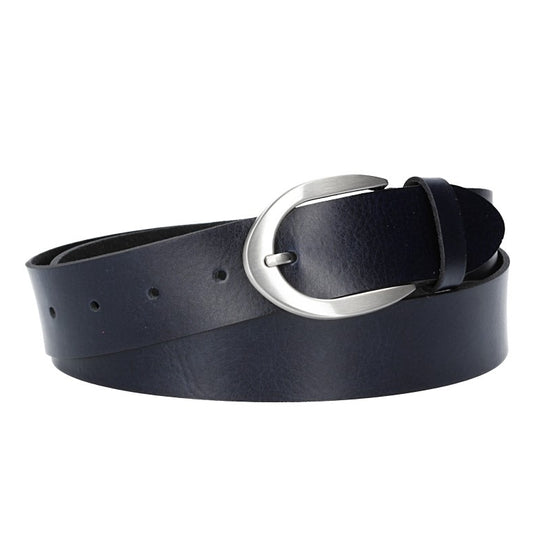 Damengürtel 35mm in Marine|Blau mit Dornschließe in Hufeisenform - leder-accessoires.com
